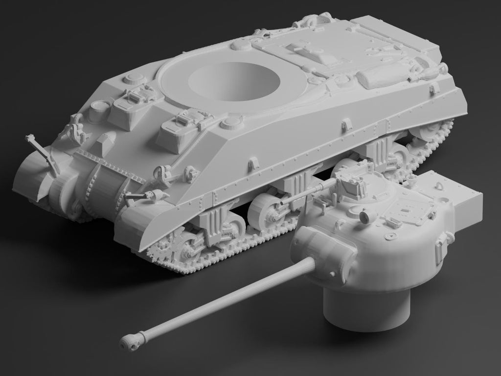 Sherman Firefly Unpainted Miniature – Dark Grey Resin British Medium Tank – 1/48 • 1/56 • 1/64 • 1/72 • 1/76 • 1/87 • 1/100 • 1/144