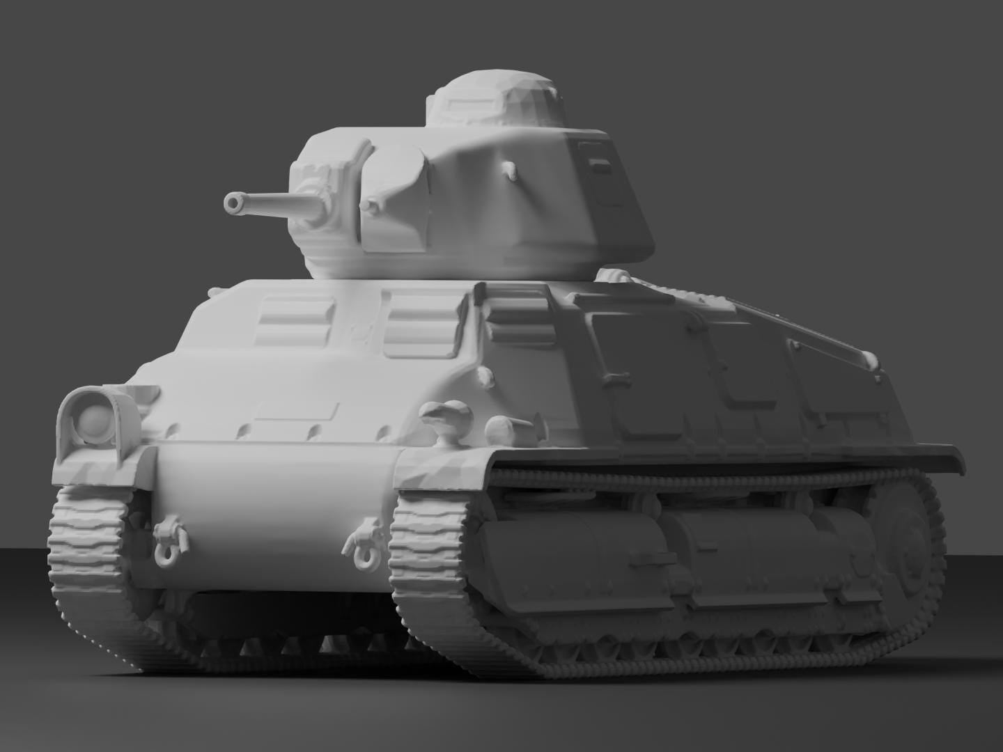 Somua S35 Unpainted Miniature – Dark Grey Resin French Cavalry Tank – 1/48 • 1/56 • 1/64 • 1/72 • 1/76 • 1/87 • 1/100 • 1/144