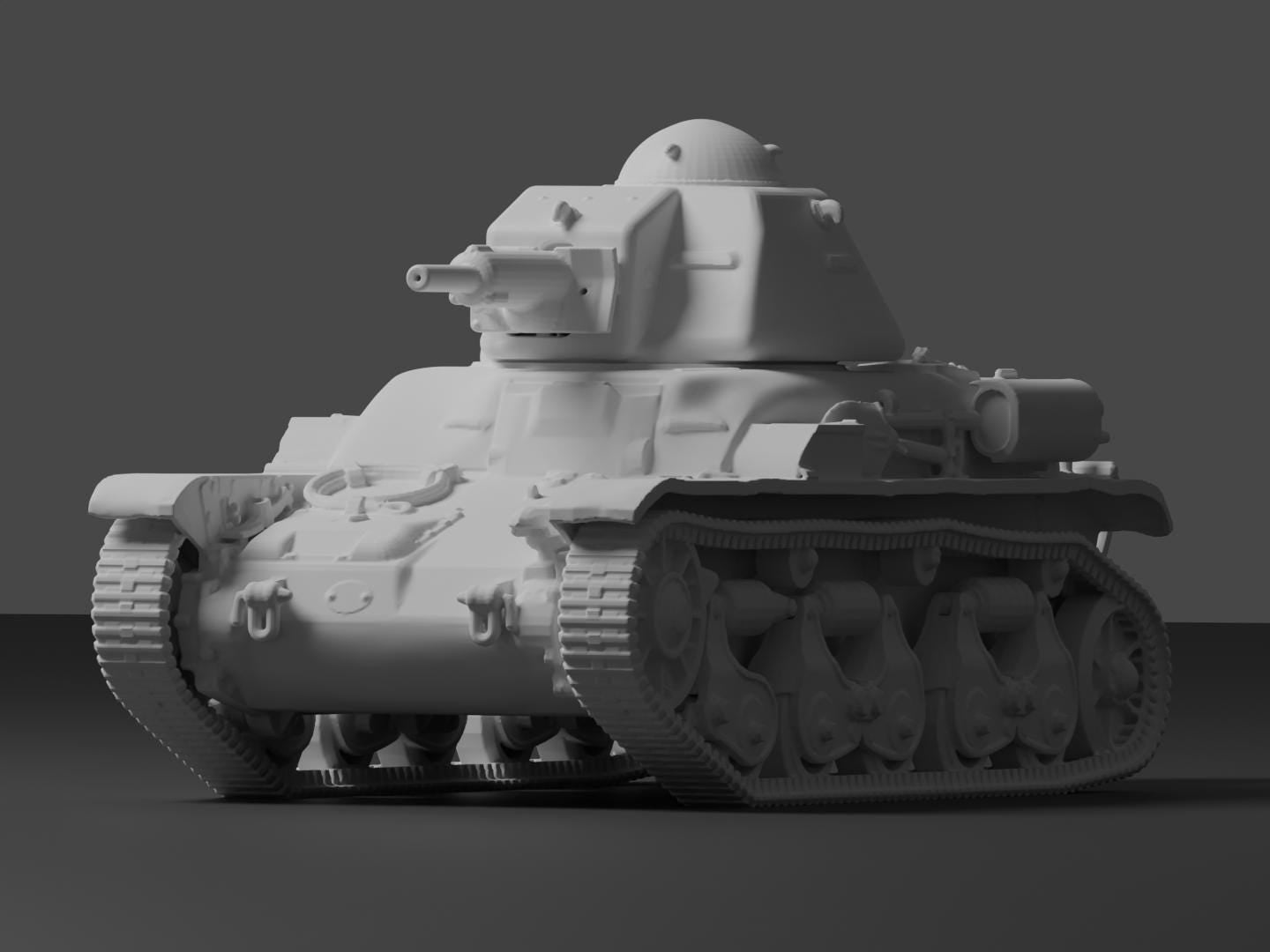 Renault R35 Unpainted Miniature – Dark Grey Resin French Light Infantry Tank – 1/48 • 1/56 • 1/64 • 1/72 • 1/76 • 1/87 • 1/100 • 1/144
