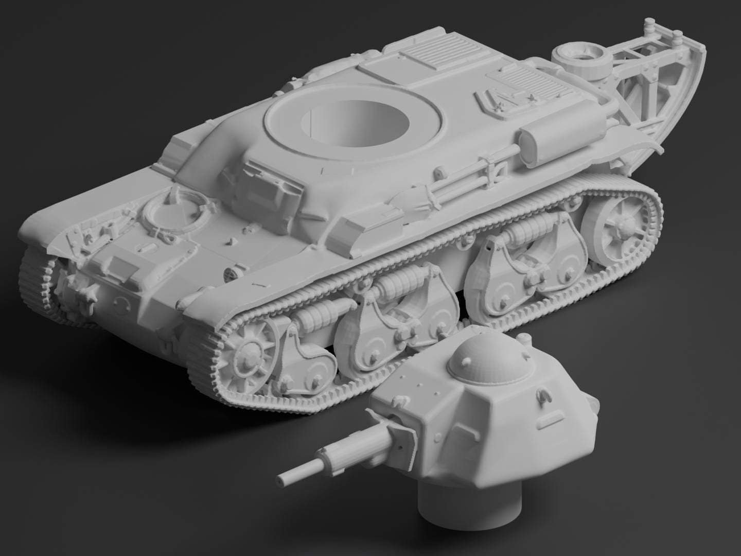 Renault R35 Unpainted Miniature – Dark Grey Resin French Light Infantry Tank – 1/48 • 1/56 • 1/64 • 1/72 • 1/76 • 1/87 • 1/100 • 1/144