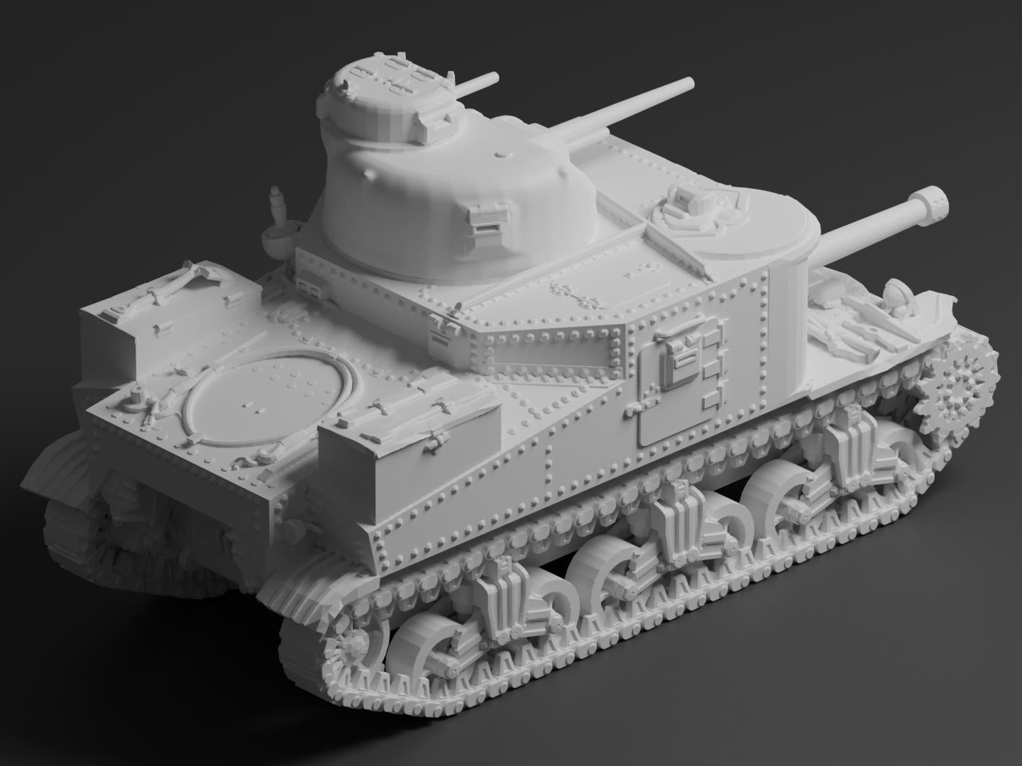 M3 Lee Unpainted Miniature – Dark Grey Resin U.S. Medium Tank – 1/48 • 1/56 • 1/64 • 1/72 • 1/76 • 1/87 • 1/100 • 1/144