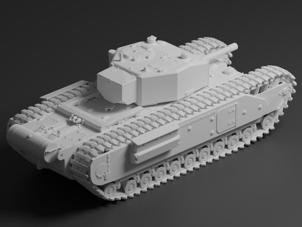 Churchill Mk III Unpainted Miniature – Dark Grey Resin British Infantry Tank – 1/48 • 1/56 • 1/64 • 1/72 • 1/76 • 1/87 • 1/100 • 1/144