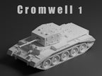 Cromwell Mk I Unpainted Miniature – Dark Grey Resin British Cruiser Tank – 1/48 • 1/56 • 1/64 • 1/72 • 1/76 • 1/87 • 1/100 • 1/144