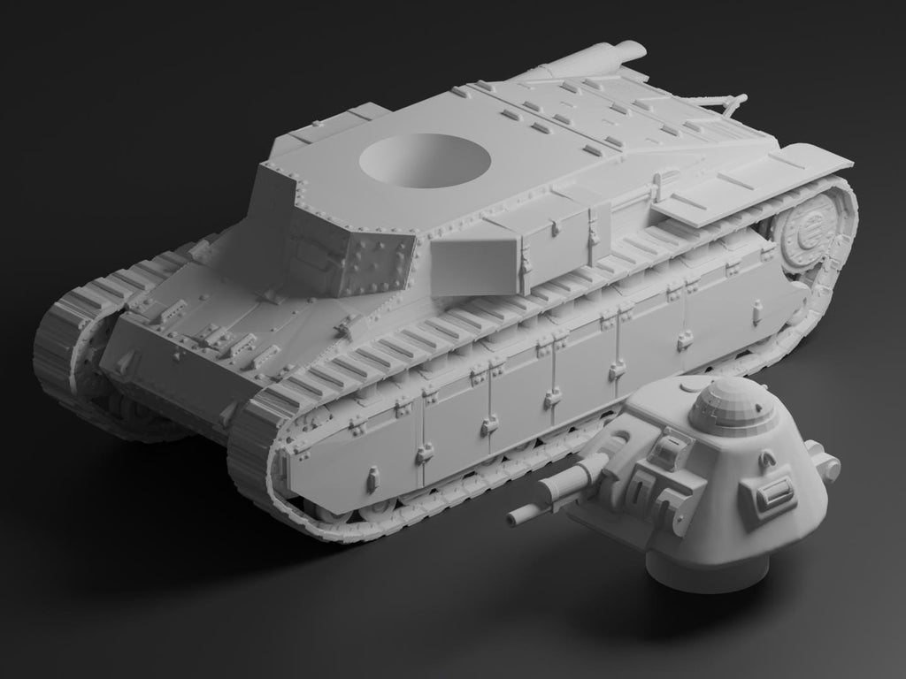 Renault D1 Unpainted Miniature – Dark Grey Resin French Infantry Tank – 1/48 • 1/56 • 1/64 • 1/72 • 1/76 • 1/87 • 1/100 • 1/144