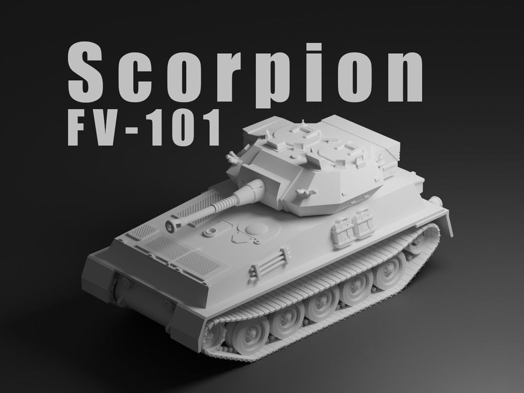 Scorpion FV101 Unpainted Miniature – Dark Grey Resin British Light Tank – 1/48 • 1/56 • 1/64 • 1/72 • 1/76 • 1/87 • 1/100 • 1/144