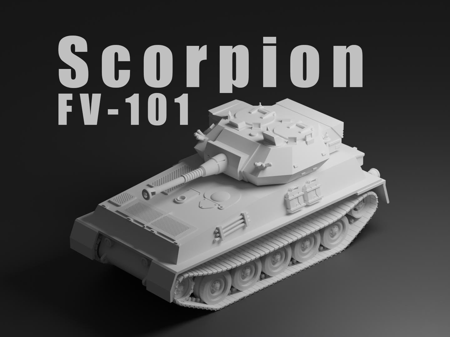 Scorpion FV101 Unpainted Miniature – Dark Grey Resin British Light Tank – 1/48 • 1/56 • 1/64 • 1/72 • 1/76 • 1/87 • 1/100 • 1/144