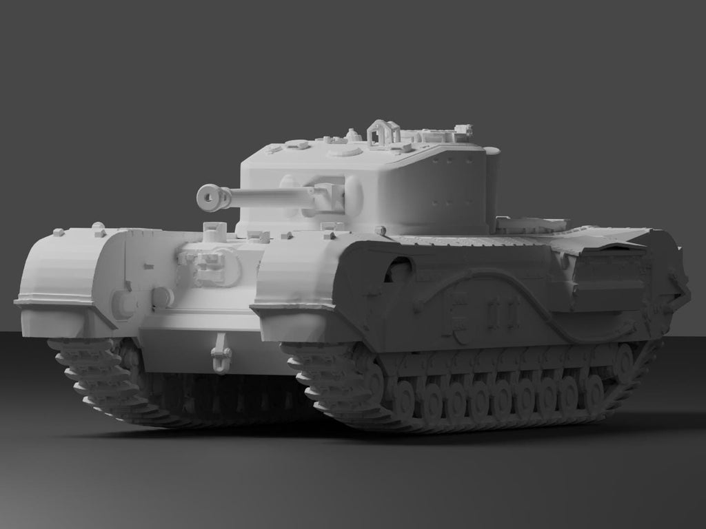 Churchill Crocodile Unpainted Miniature – Dark Grey Resin Flamethrower Tank – 1/48 • 1/56 • 1/64 • 1/72 • 1/76 • 1/87 • 1/100 • 1/144