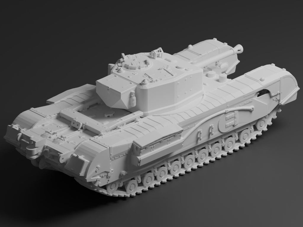 Churchill Crocodile Unpainted Miniature – Dark Grey Resin Flamethrower Tank – 1/48 • 1/56 • 1/64 • 1/72 • 1/76 • 1/87 • 1/100 • 1/144