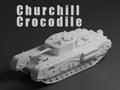 Churchill Crocodile Unpainted Miniature – Dark Grey Resin Flamethrower Tank – 1/48 • 1/56 • 1/64 • 1/72 • 1/76 • 1/87 • 1/100 • 1/144