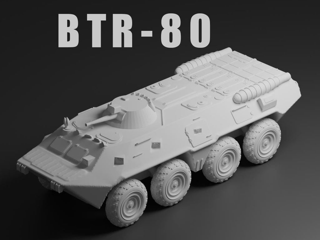 BTR-80 Unpainted Miniature – Dark Grey Resin 8x8 Armored Personnel Carrier – 1/48 • 1/56 • 1/64 • 1/72 • 1/76 • 1/87 • 1/100 • 1/144