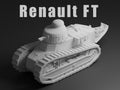 Renault FT Unpainted Miniature – Dark Grey Resin French Light Tank – 1/48 • 1/56 • 1/64 • 1/72 • 1/76 • 1/87 • 1/100 • 1/144