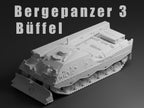 Bergepanzer 3 Büffel Unpainted Miniature – Dark Grey Resin Armored Recovery Vehicle – 1/48 • 1/56 • 1/64 • 1/72 • 1/76 • 1/87 • 1/100 • 1/144
