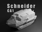 Schneider CA1 Unpainted Miniature – Dark Grey Resin French Assault Tank – 1/48 • 1/56 • 1/64 • 1/72 • 1/76 • 1/87 • 1/100 • 1/144
