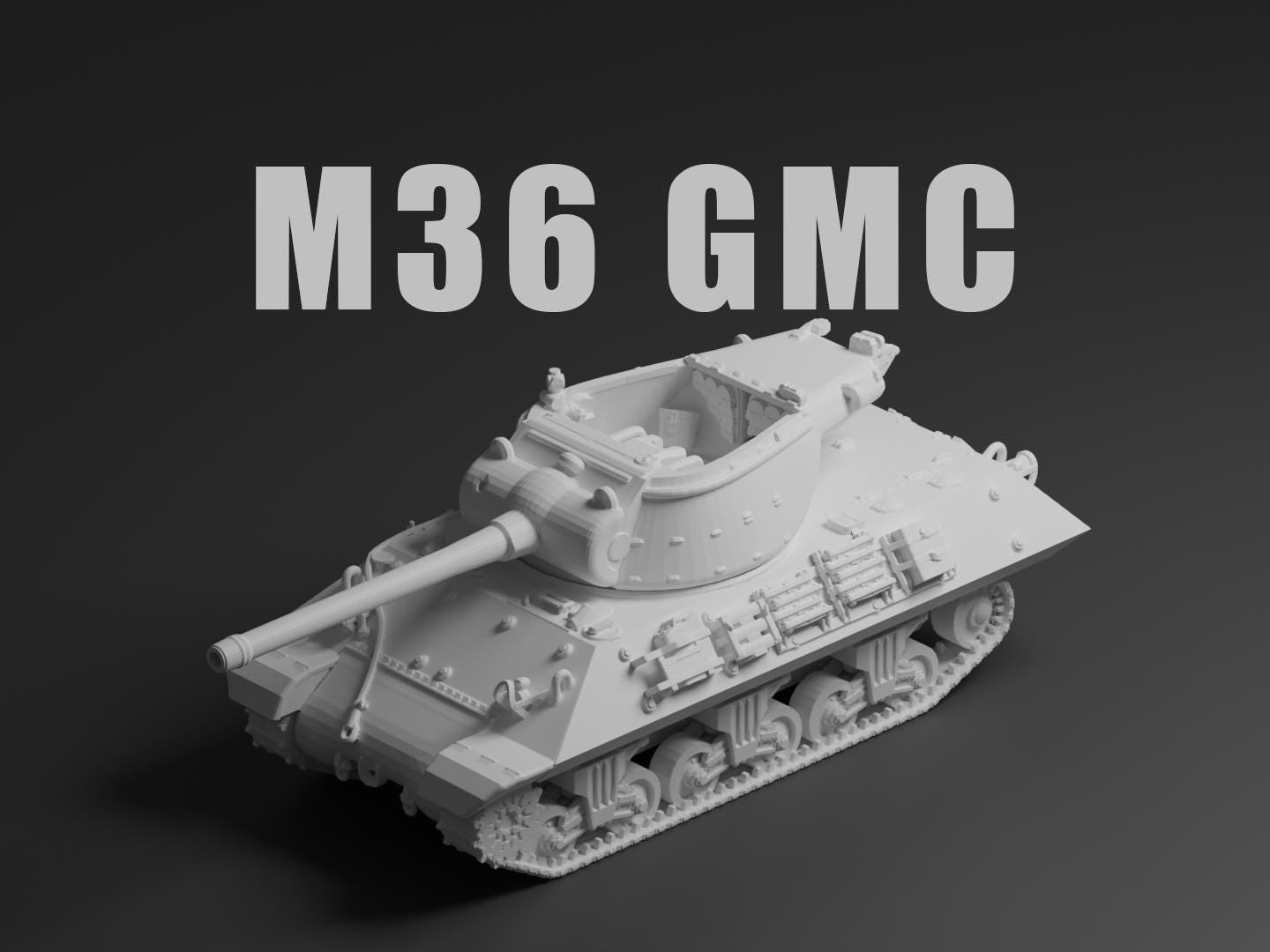 M36 GMC Unpainted Miniature – Dark Grey Resin U.S. Tank Destroyer – 1/48 • 1/56 • 1/64 • 1/72 • 1/76 • 1/87 • 1/100 • 1/144