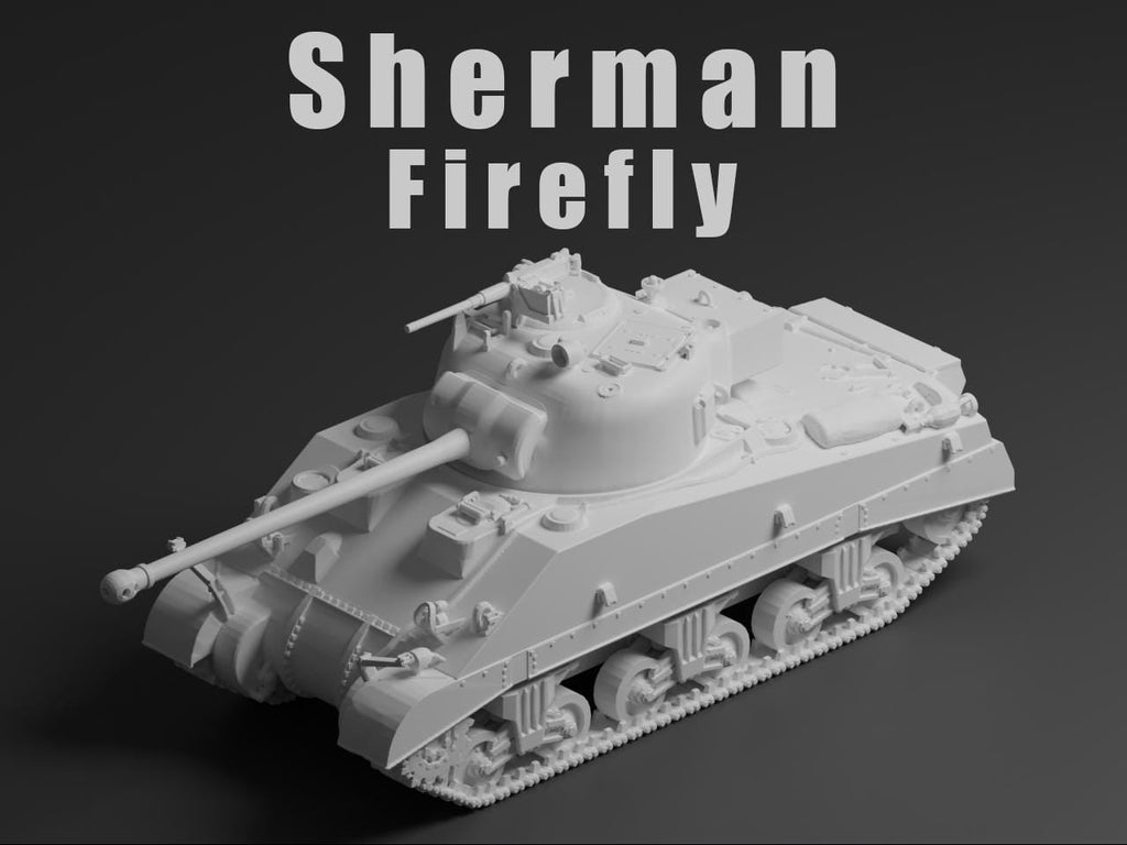 Sherman Firefly Unpainted Miniature – Dark Grey Resin British Medium Tank – 1/48 • 1/56 • 1/64 • 1/72 • 1/76 • 1/87 • 1/100 • 1/144