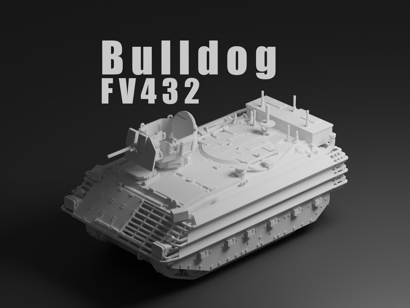 FV432 Bulldog Unpainted Miniature – Dark Grey Resin Armored Personnel Carrier – 1/48 • 1/56 • 1/64 • 1/72 • 1/76 • 1/87 • 1/100 • 1/144