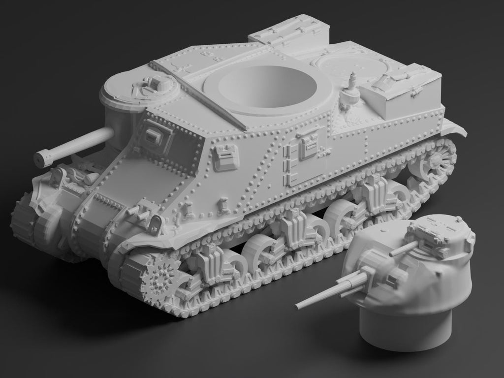 M3 Lee Unpainted Miniature – Dark Grey Resin U.S. Medium Tank – 1/48 • 1/56 • 1/64 • 1/72 • 1/76 • 1/87 • 1/100 • 1/144