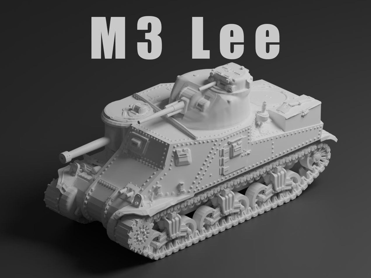 M3 Lee Unpainted Miniature – Dark Grey Resin U.S. Medium Tank – 1/48 • 1/56 • 1/64 • 1/72 • 1/76 • 1/87 • 1/100 • 1/144