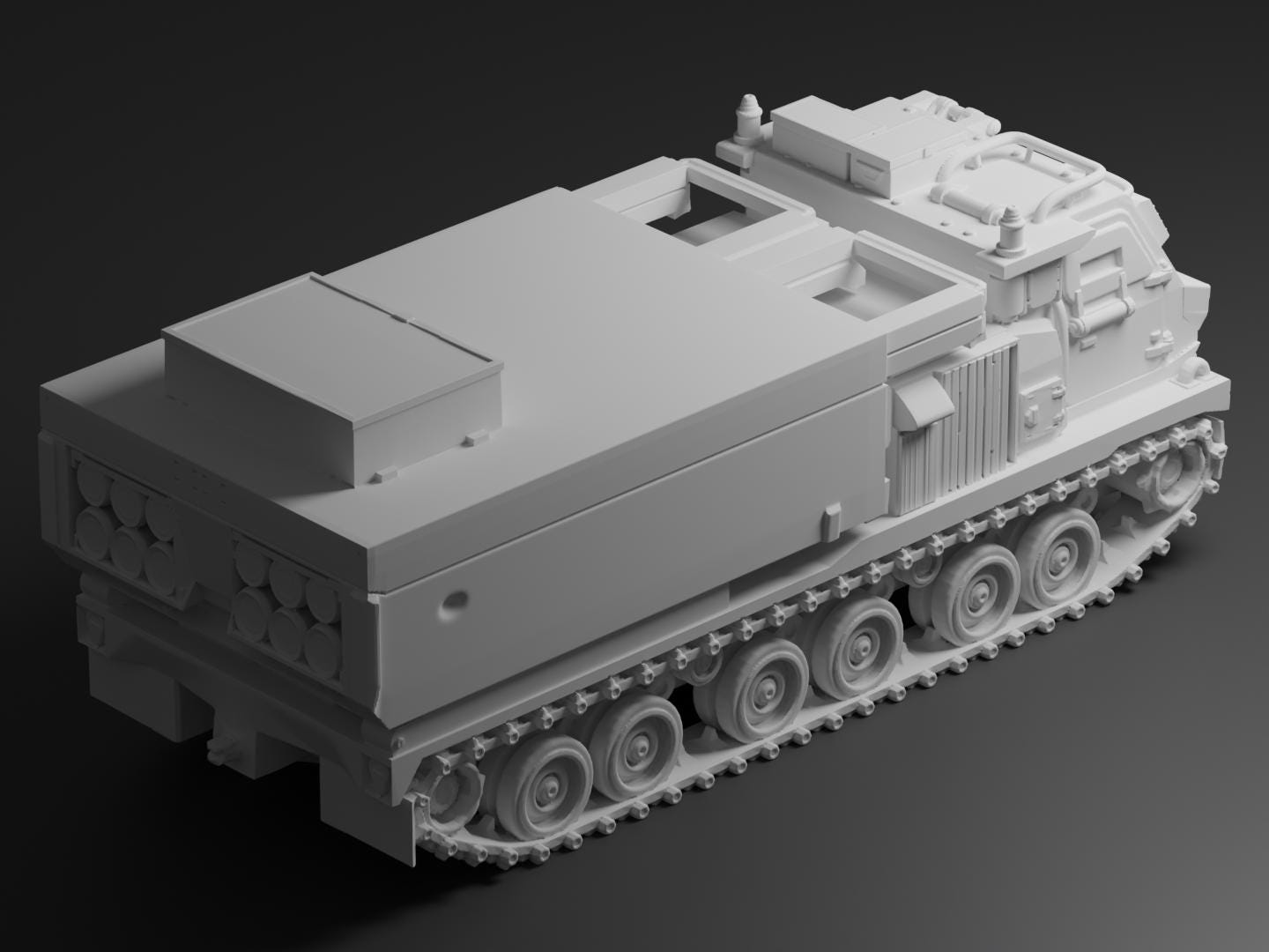 M270 MLRS Unpainted Miniature – Dark Grey Resin Multiple Launch Rocket System – 1/48 • 1/56 • 1/64 • 1/72 • 1/76 • 1/87 • 1/100 • 1/144