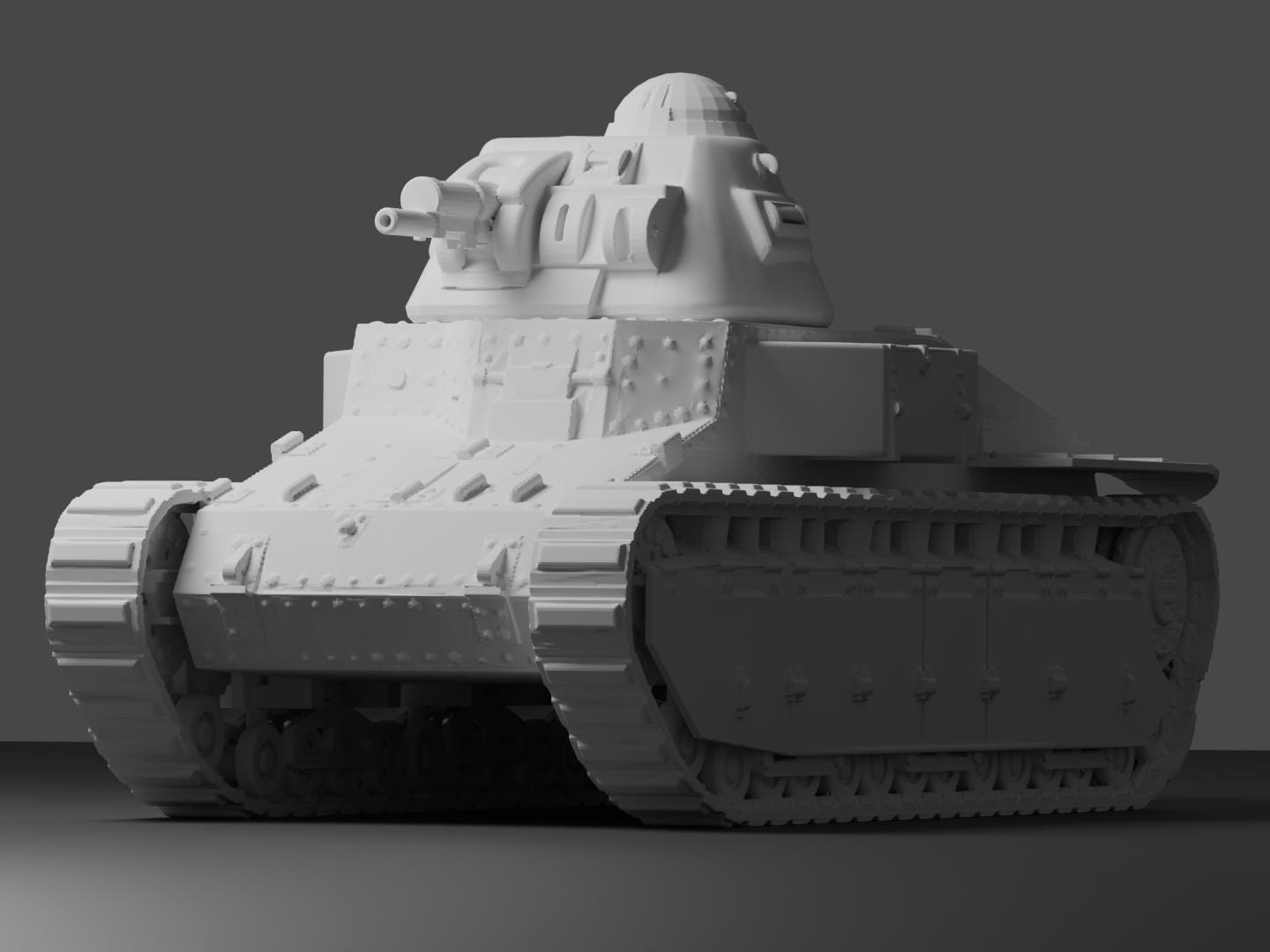Renault D1 Unpainted Miniature – Dark Grey Resin French Infantry Tank – 1/48 • 1/56 • 1/64 • 1/72 • 1/76 • 1/87 • 1/100 • 1/144