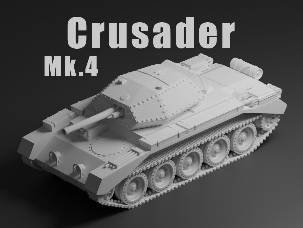 Crusader Mk IV Unpainted Miniature – Dark Grey Resin British Cruiser Tank – 1/48 • 1/56 • 1/64 • 1/72 • 1/76 • 1/87 • 1/100 • 1/144