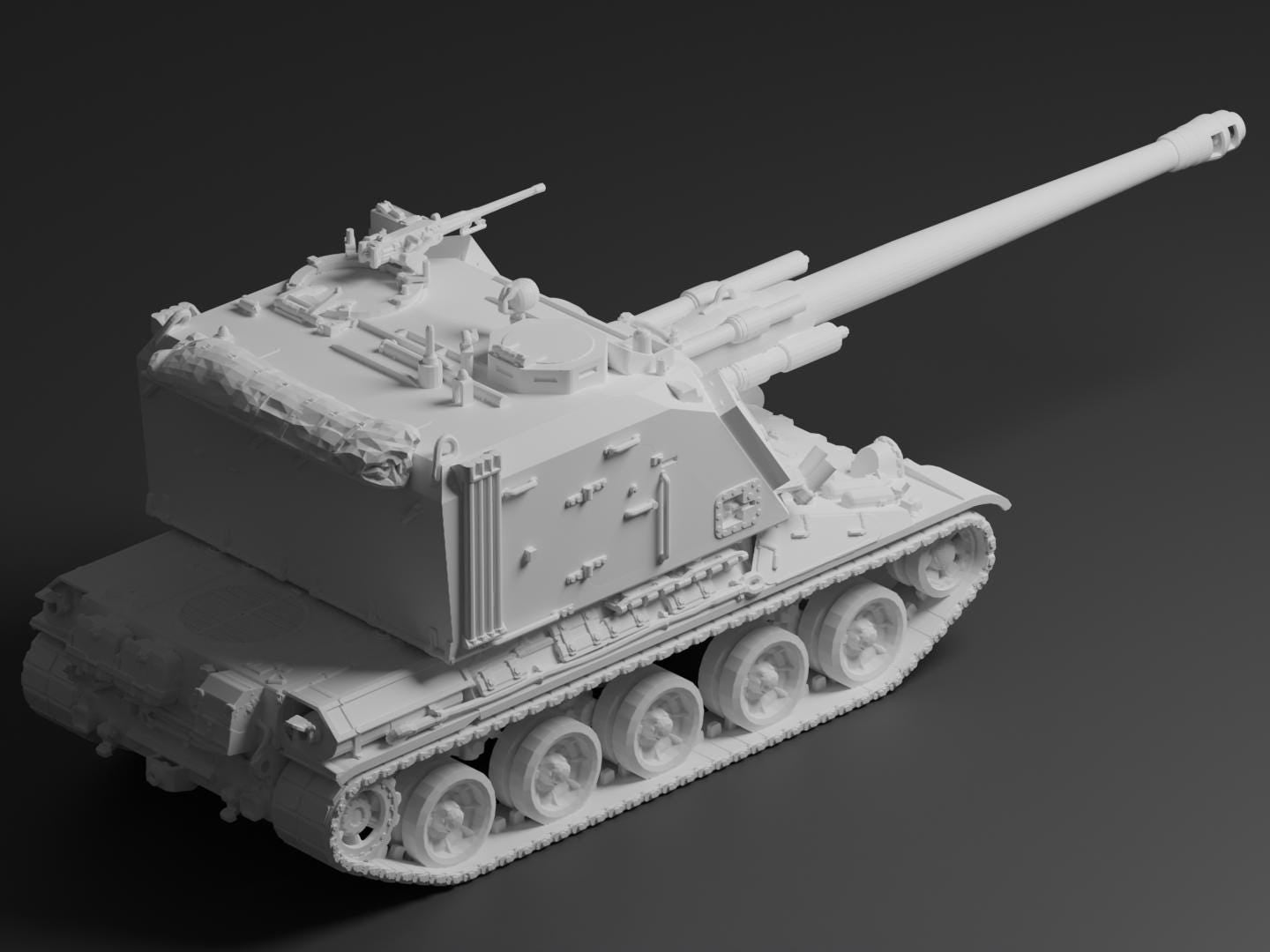 AMX-30 AuF1 Unpainted Miniature – Dark Grey Resin Self-Propelled Howitzer – 1/48 • 1/56 • 1/64 • 1/72 • 1/76 • 1/87 • 1/100 • 1/144