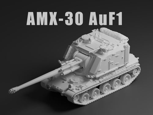 AMX-30 AuF1 Unpainted Miniature – Dark Grey Resin Self-Propelled Howitzer – 1/48 • 1/56 • 1/64 • 1/72 • 1/76 • 1/87 • 1/100 • 1/144