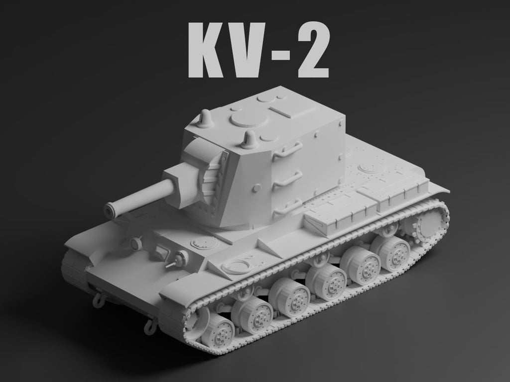 KV-2 Unpainted Miniature – Dark Grey Resin Soviet Heavy Tank – 1/48 • 1/56 • 1/64 • 1/72 • 1/76 • 1/87 • 1/100 • 1/144