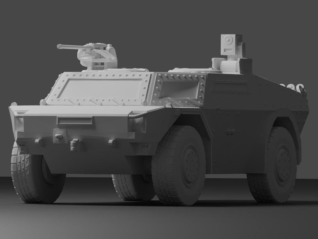 Fennek Recon Vehicle Unpainted Miniature – Dark Grey Resin Armoured Recon Vehicle – 1/48 • 1/56 • 1/64 • 1/72 • 1/76 • 1/87 • 1/100 • 1/144