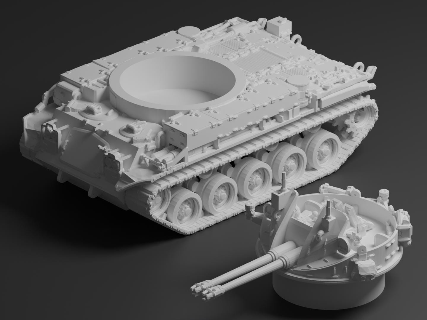 M42 Duster Unpainted Miniature – Dark Grey Resin Self-Propelled Anti-Aircraft Gun – 1/48 • 1/56 • 1/64 • 1/72 • 1/76 • 1/87 • 1/100 • 1/144