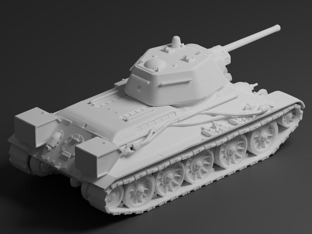 T-34/76 Unpainted Miniature – Dark Grey Resin Soviet Medium Tank – 1/48 • 1/56 • 1/64 • 1/72 • 1/76 • 1/87 • 1/100 • 1/144