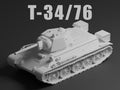 T-34/76 Unpainted Miniature – Dark Grey Resin Soviet Medium Tank – 1/48 • 1/56 • 1/64 • 1/72 • 1/76 • 1/87 • 1/100 • 1/144