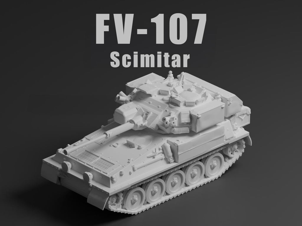 FV107 Scimitar Unpainted Miniature – Dark Grey Resin British Reconnaissance Vehicle – 1/48 • 1/56 • 1/64 • 1/72 • 1/76 • 1/87 • 1/100 • 1/144