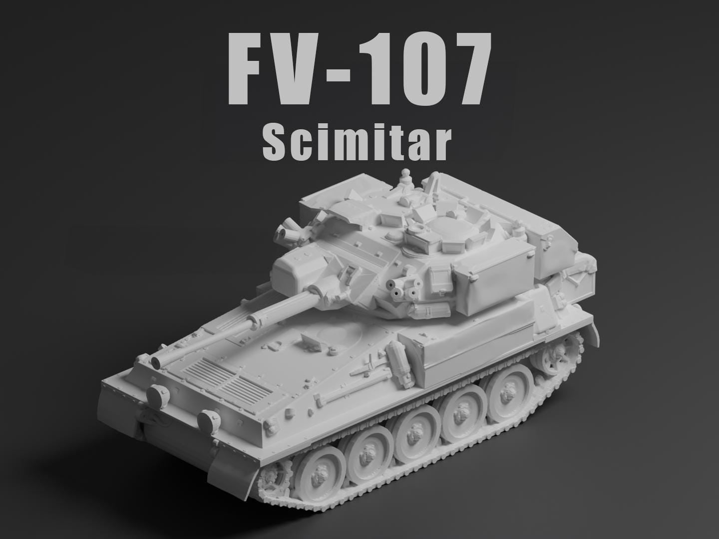 FV107 Scimitar Unpainted Miniature – Dark Grey Resin British Reconnaissance Vehicle – 1/48 • 1/56 • 1/64 • 1/72 • 1/76 • 1/87 • 1/100 • 1/144