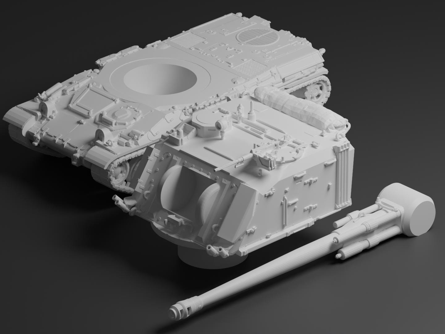 AMX-30 AuF1 Unpainted Miniature – Dark Grey Resin Self-Propelled Howitzer – 1/48 • 1/56 • 1/64 • 1/72 • 1/76 • 1/87 • 1/100 • 1/144