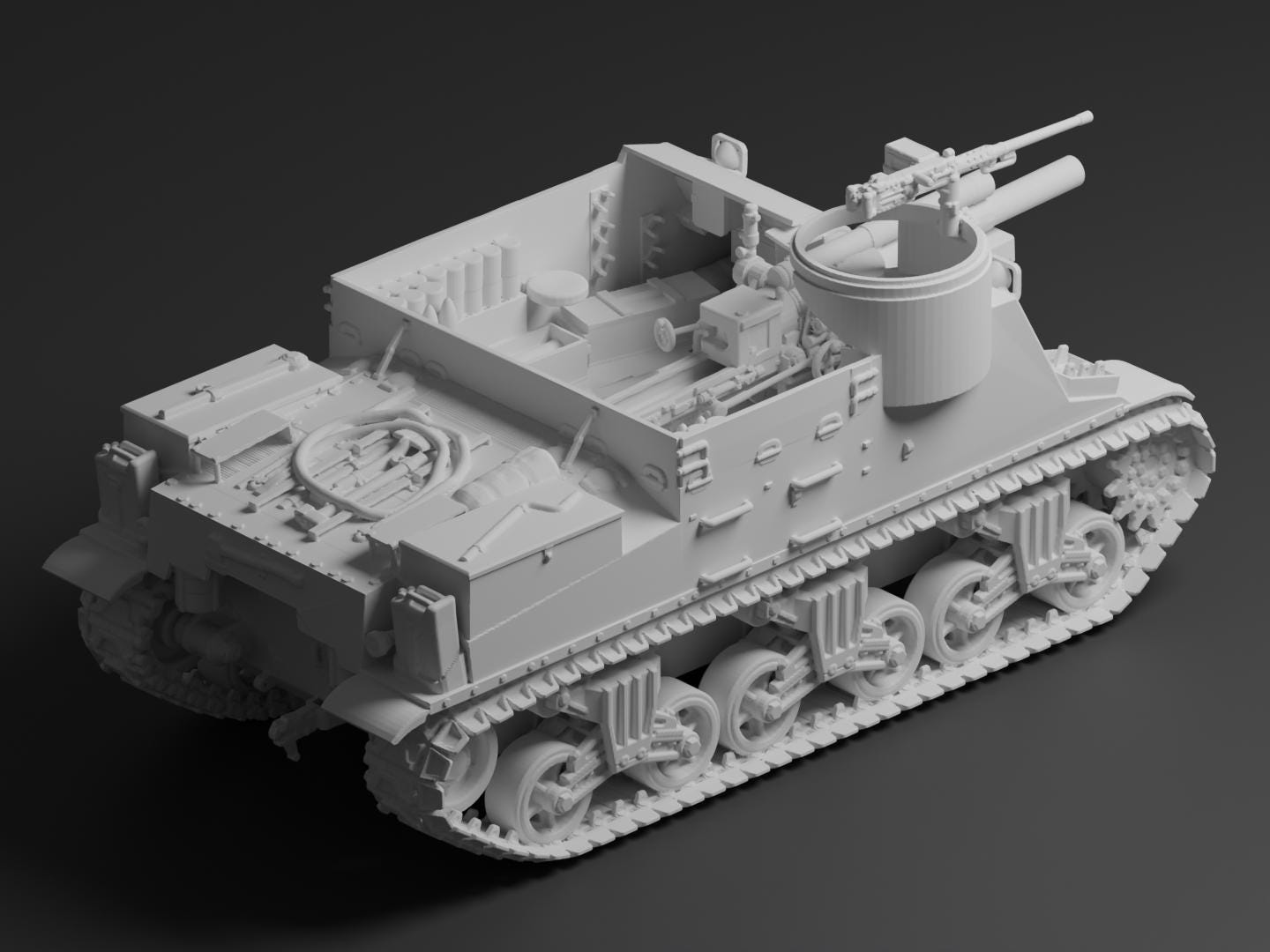 M7 Priest Unpainted Miniature – Dark Grey Resin Self-Propelled Howitzer – 1/48 • 1/56 • 1/64 • 1/72 • 1/76 • 1/87 • 1/100 • 1/144