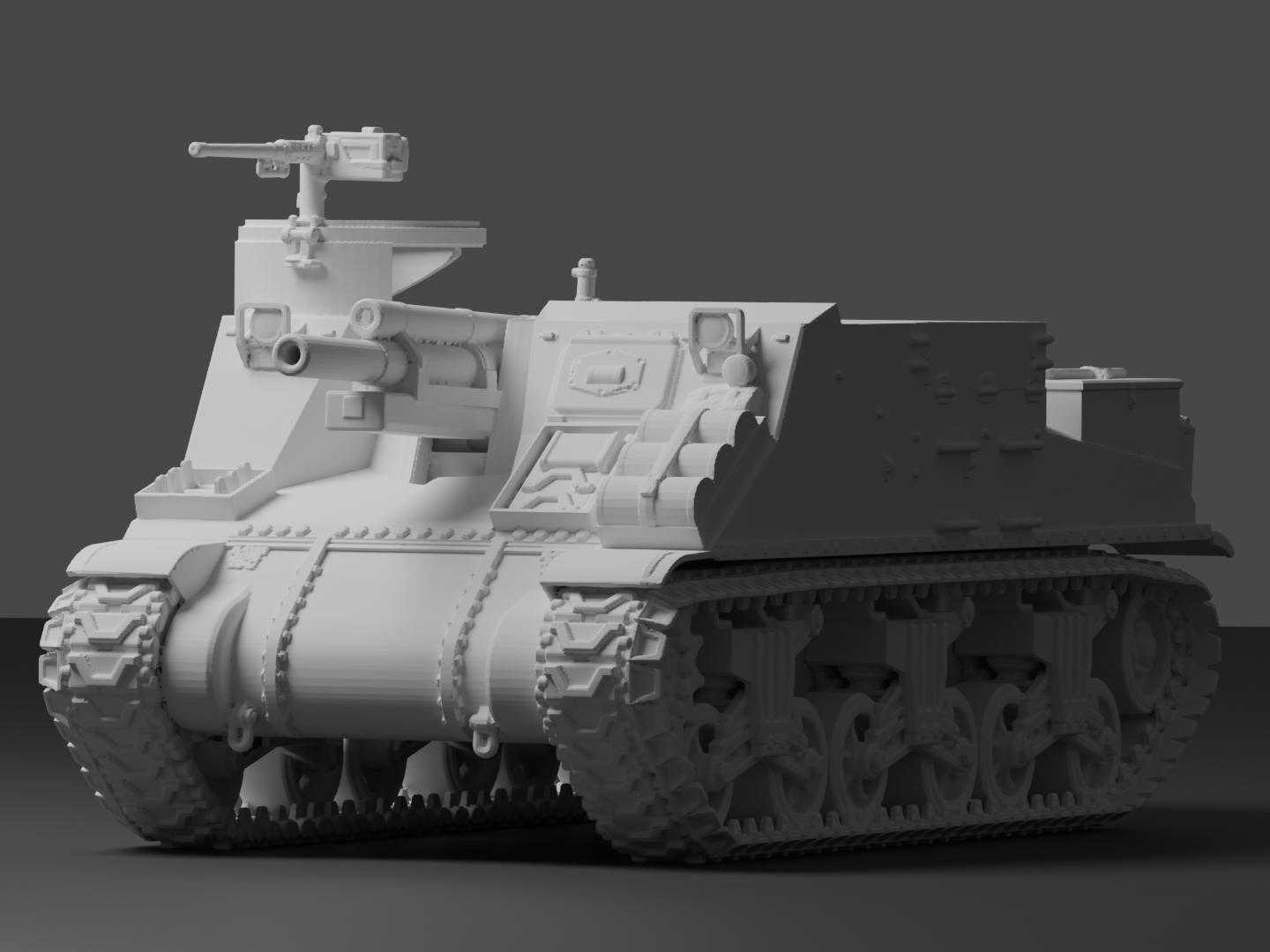 M7 Priest Unpainted Miniature – Dark Grey Resin Self-Propelled Howitzer – 1/48 • 1/56 • 1/64 • 1/72 • 1/76 • 1/87 • 1/100 • 1/144