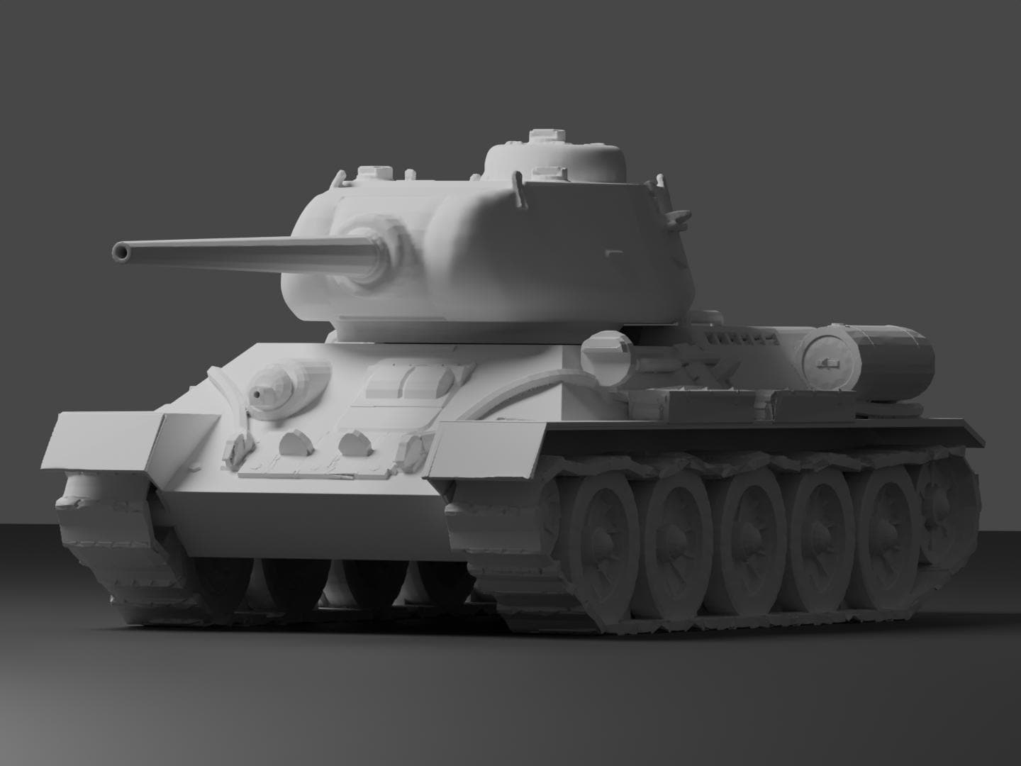 T-34/85 Unpainted Miniature – Dark Grey Resin Soviet Medium Tank – 1/48 • 1/56 • 1/64 • 1/72 • 1/76 • 1/87 • 1/100 • 1/144