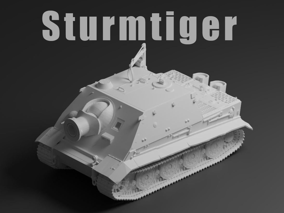 Sturmtiger Unpainted Miniature – Dark Grey Resin German Assault Gun – 1/48 • 1/56 • 1/64 • 1/72 • 1/76 • 1/87 • 1/100 • 1/144