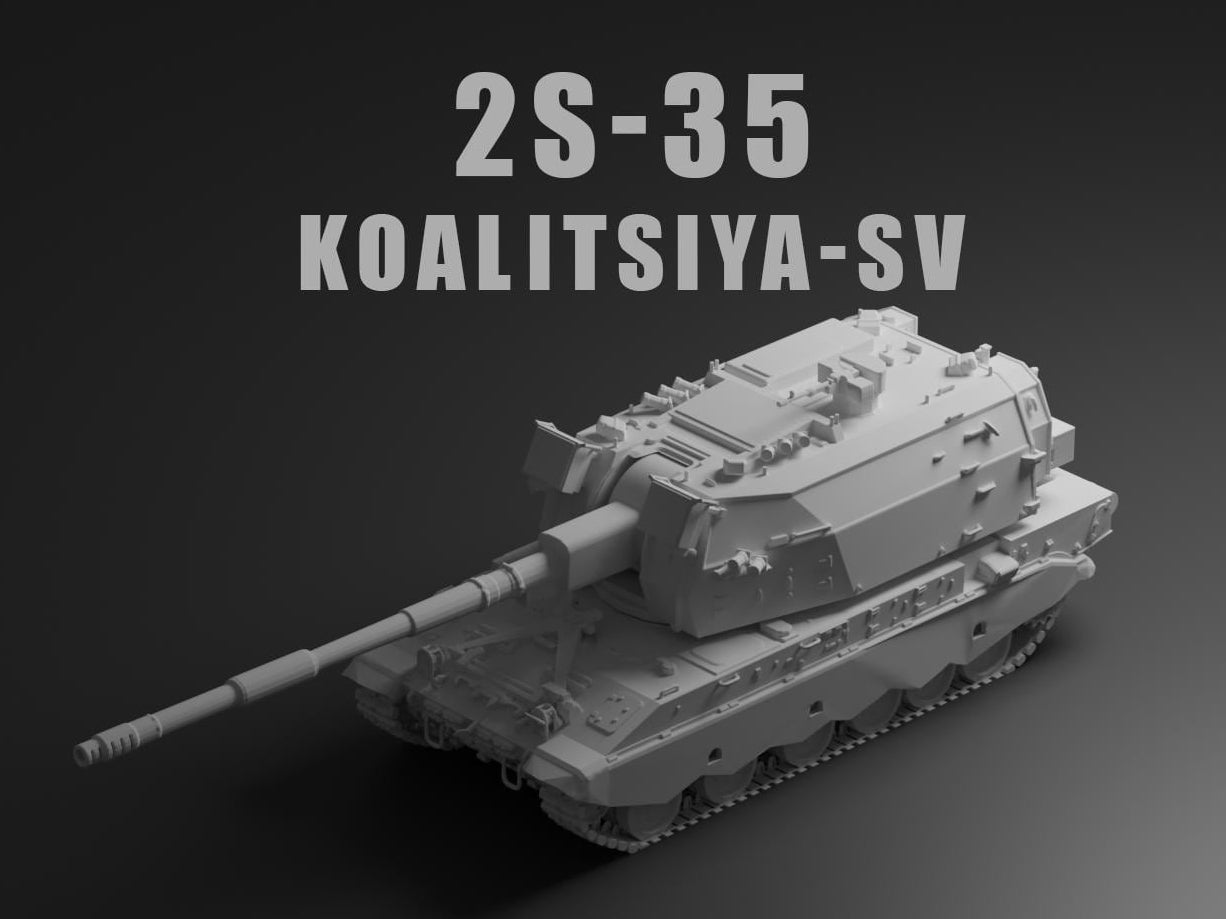 2S35 Koalitsiya Unpainted Miniature – Dark Grey Resin Self-Propelled Howitzer – 1/48 • 1/56 • 1/64 • 1/72 • 1/76 • 1/87 • 1/100 • 1/144