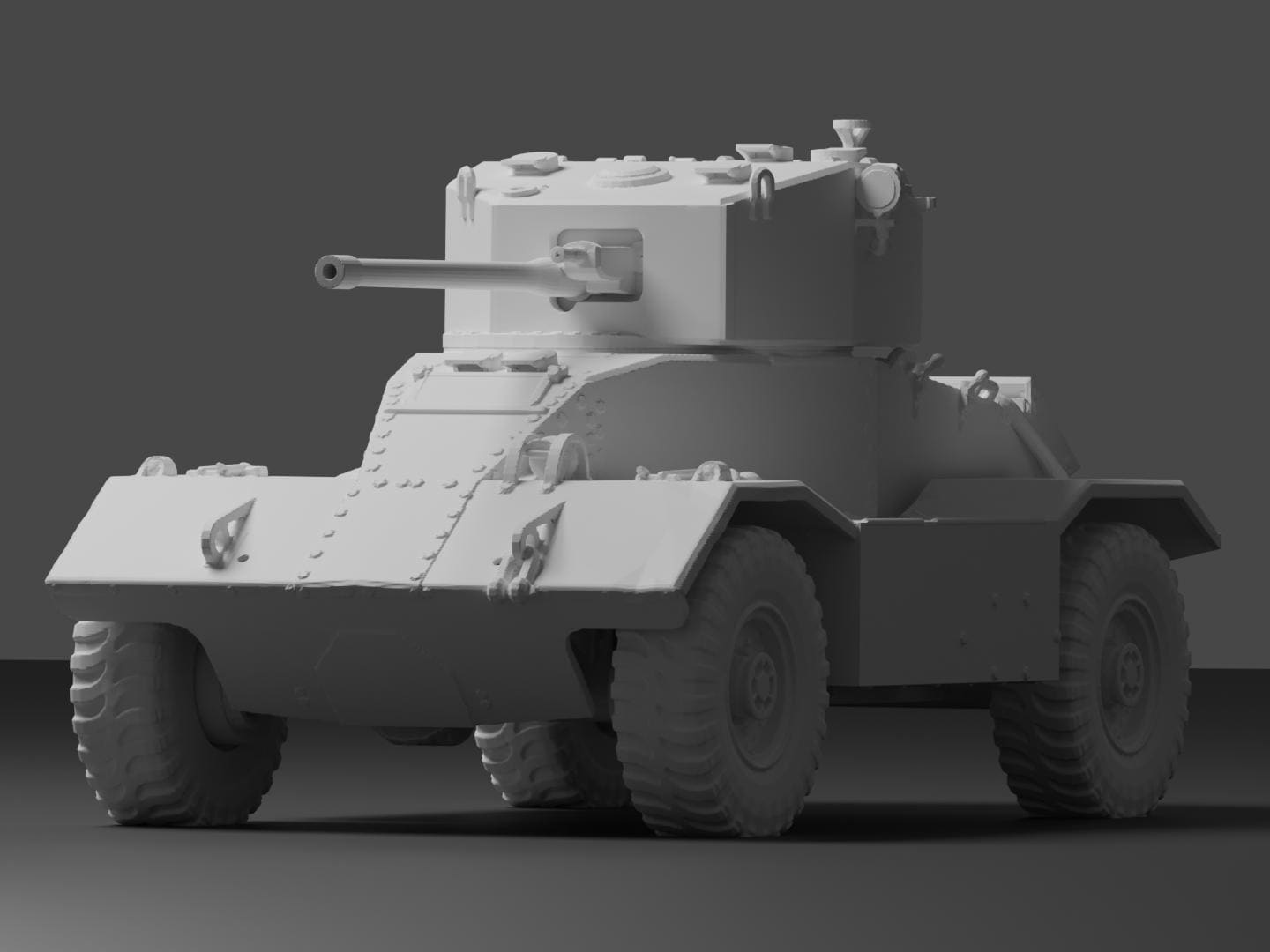 AEC Armoured Car Mk II Unpainted Miniature – Dark Grey Resin British Armoured Car – 1/48 • 1/56 • 1/64 • 1/72 • 1/76 • 1/87 • 1/100 • 1/144