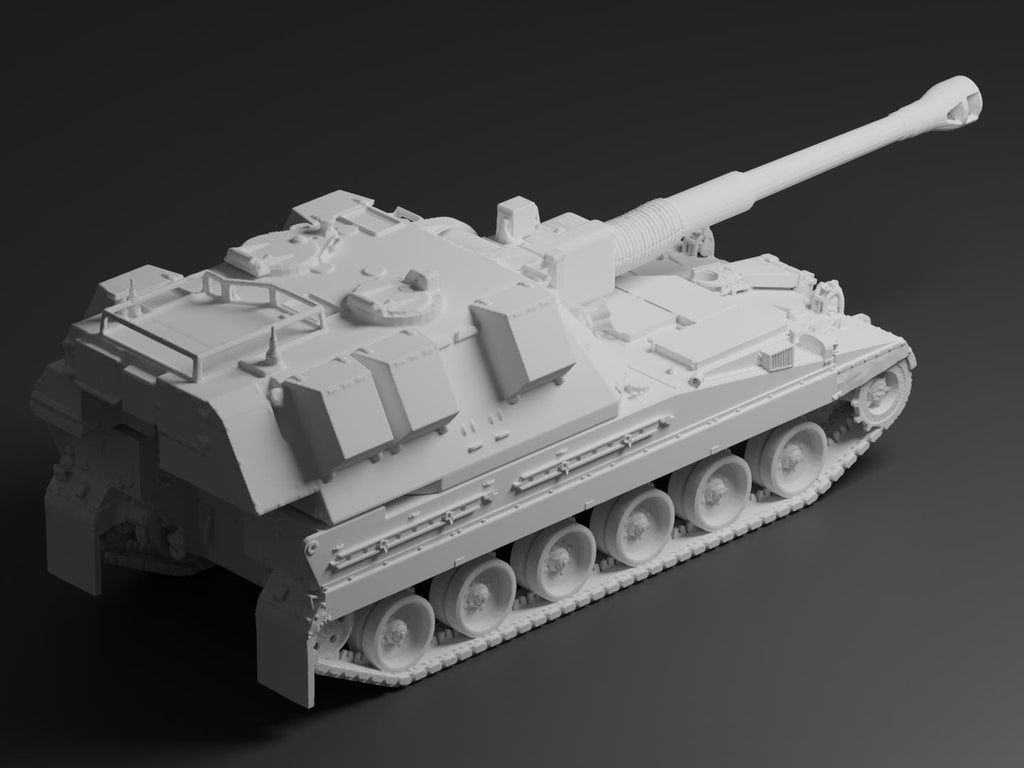 AS90 SPG Unpainted Miniature – Dark Grey Resin British Self-Propelled Gun – 1/48 • 1/56 • 1/64 • 1/72 • 1/76 • 1/87 • 1/100 • 1/144