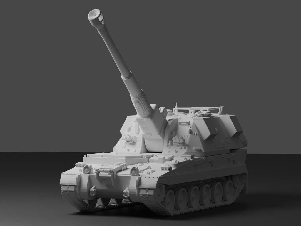 AS90 SPG Unpainted Miniature – Dark Grey Resin British Self-Propelled Gun – 1/48 • 1/56 • 1/64 • 1/72 • 1/76 • 1/87 • 1/100 • 1/144